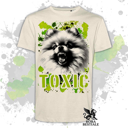 T-Shirt TOXIC - SPITZ TEDESCO TOY "POMERANIA" - Bianca, da Uomo o da Donna - dalla XS alla 5XL