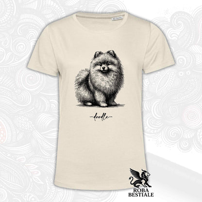 T-Shirt DOODLE - SPITZ TEDESCO TOY "POMERANIA" - Bianca o Beige, da Uomo o da Donna - dalla XS alla 5XL