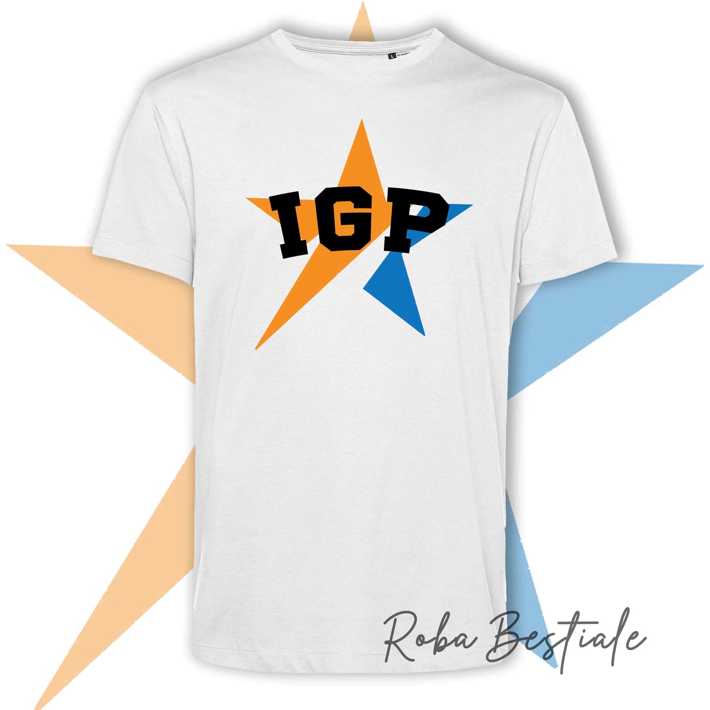 T-Shirt STAR - IGP - Nera o Bianca - 100% Cotone, Uomo o Donna - dalla XS alla 5XL