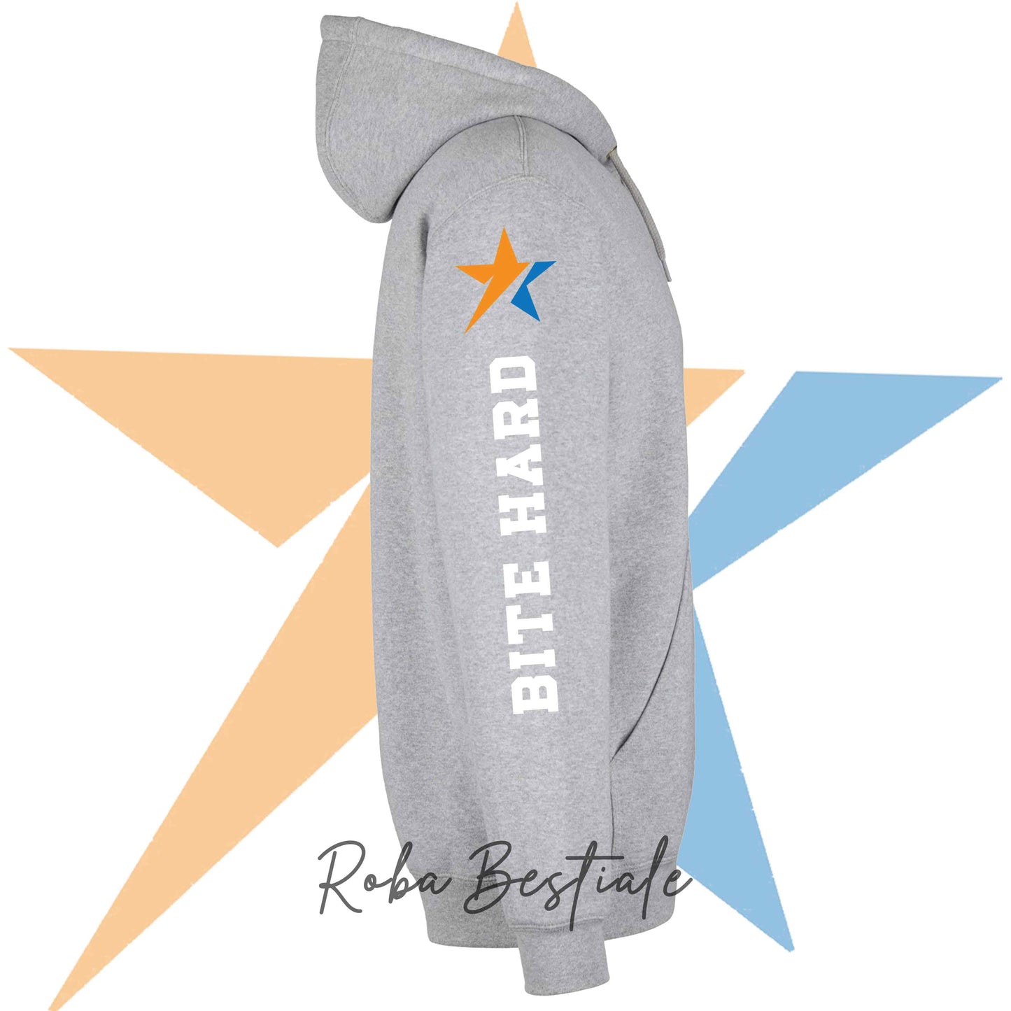 Felpa STAR - IGP - Nera o Grigia - Unisex, con Cappuccio e Tasconi - dalla XS alla 3XL
