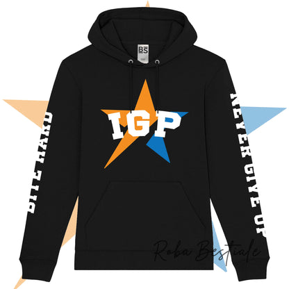 Felpa STAR - IGP - Nera o Grigia - Unisex, con Cappuccio e Tasconi - dalla XS alla 3XL