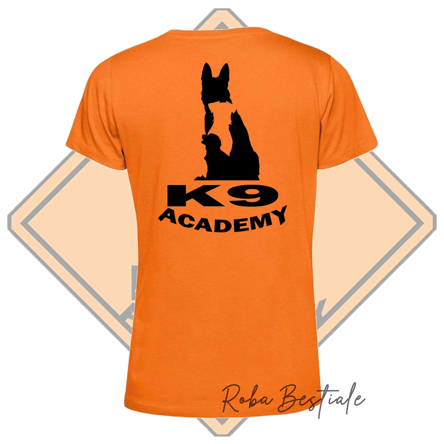 T-Shirt K9 ACADEMY - ARANCIONE, Uomo o Donna - dalla XS alla 5XL