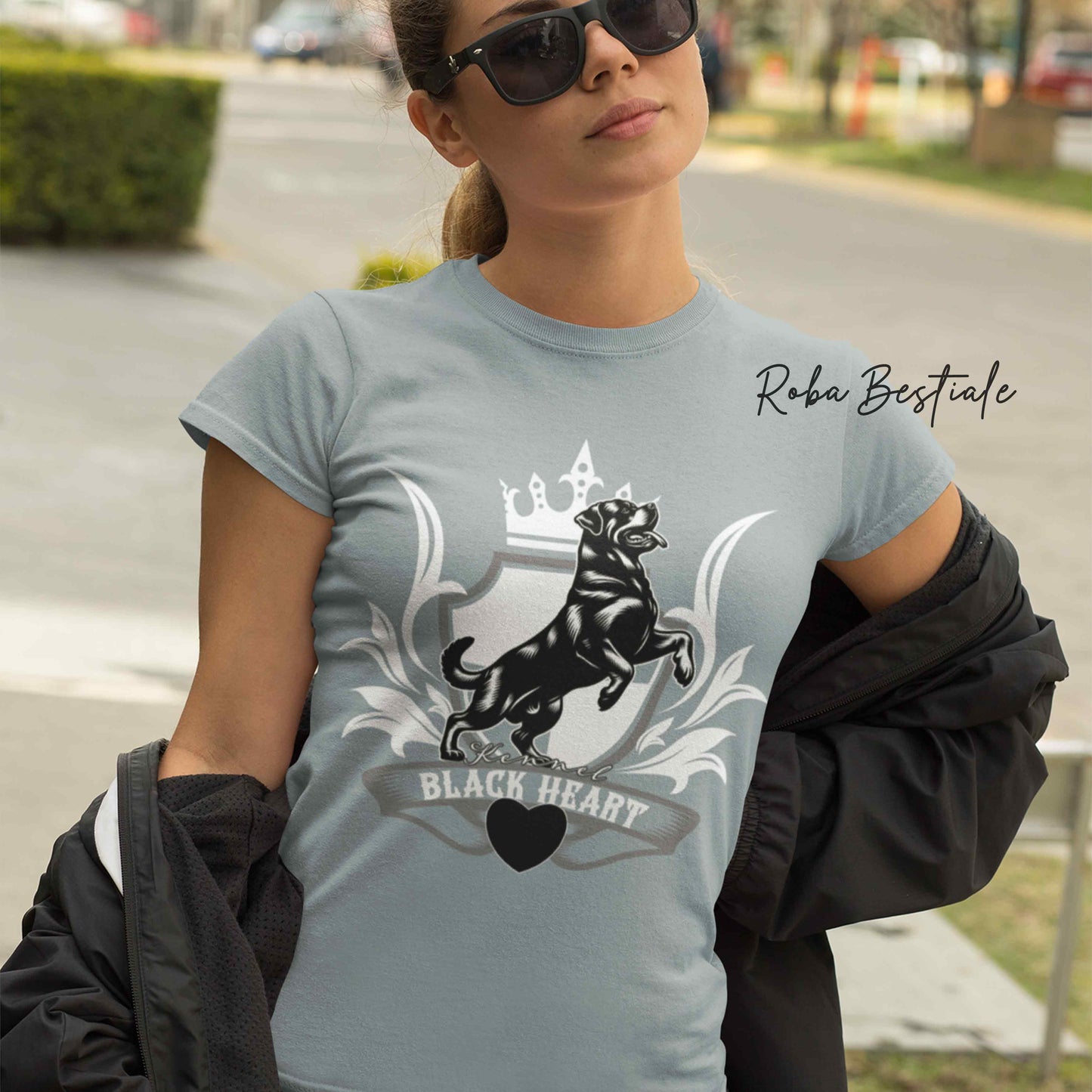 T-Shirt BLACK HEART Kennel - BLUE FOG - Uomo o Donna - dalla XS alla 2XL