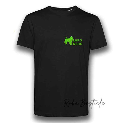 T-Shirt IL LUPO NERO - GLITTERATA! UOMO o DONNA - NERA 100% Cotone dalla XS alla 5XL