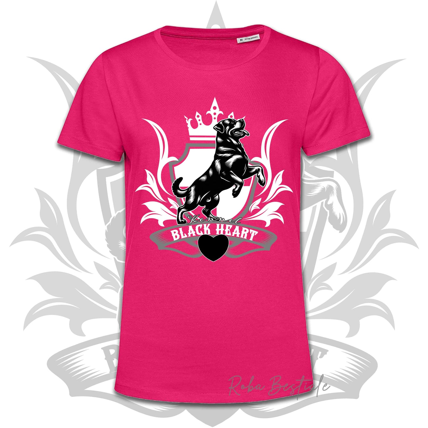 T-Shirt BLACK HEART Kennel - HOT PINK - Uomo o Donna - dalla XS alla 2XL