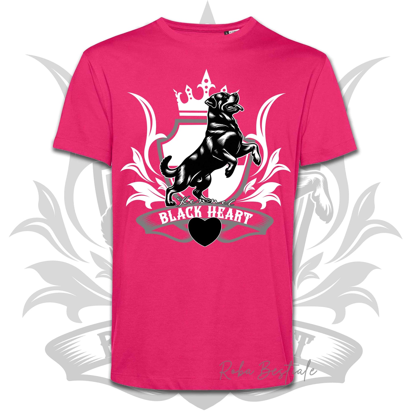 T-Shirt BLACK HEART Kennel - HOT PINK - Uomo o Donna - dalla XS alla 2XL