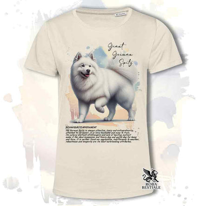 T-shirt stampata con Spitz Tedesco Grande bianco, colore beige con grafica Behavior