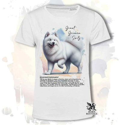 T-shirt stampata con Spitz Tedesco Grande bianco, colore bianco con grafica Behavior