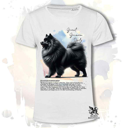 T-shirt stampata con Spitz Tedesco Grande nero, colore bianco con grafica Behavior