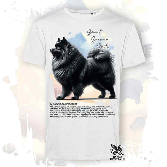 T-shirt stampata con Spitz Tedesco Grande nero, colore bianco con grafica Behavior