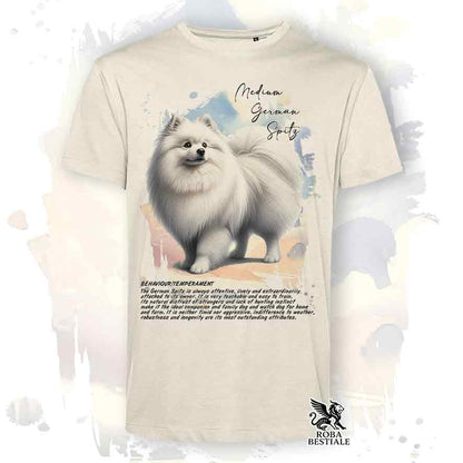 T-shirt stampata con Spitz Tedesco Medio bianco, colore beige con grafica Behavior