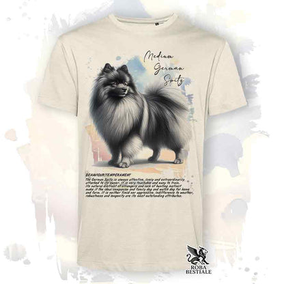 T-shirt stampata con Spitz Tedesco Medio grigio sfumato, colore beige con grafica Behavior