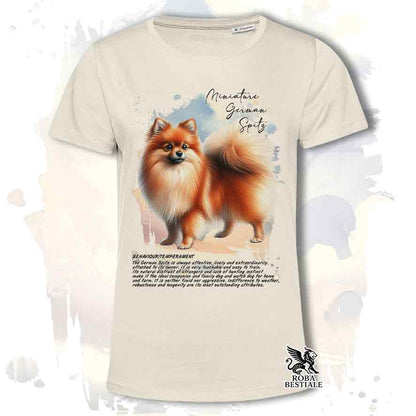 T-shirt stampata con Spitz Tedesco Piccolo arancio, colore beige con grafica Behavior