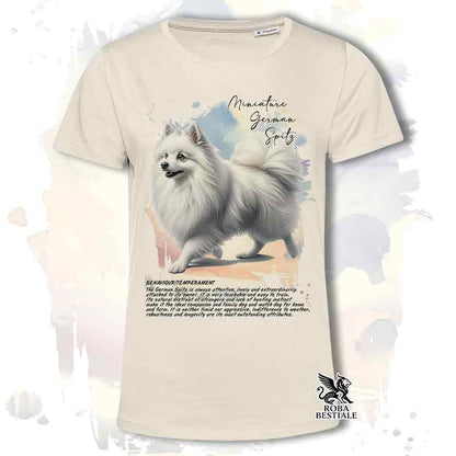 T-shirt stampata con Spitz Tedesco Piccolo bianco, colore beige con grafica Behavior