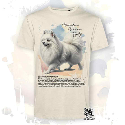 T-shirt stampata con Spitz Tedesco Piccolo bianco, colore beige con grafica Behavior