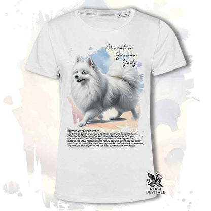 T-shirt stampata con Spitz Tedesco Piccolo bianco, colore bianco con grafica Behavior