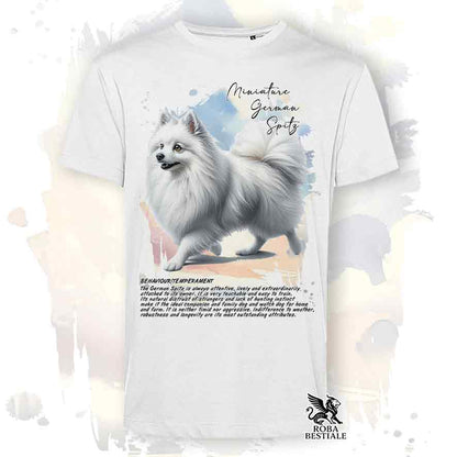 T-shirt stampata con Spitz Tedesco Piccolo bianco, colore bianco con grafica Behavior