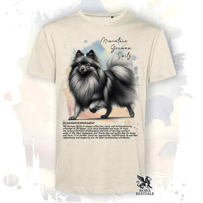 T-shirt stampata con Spitz Tedesco Piccolo grigio sfumato, colore beige con grafica Behavior