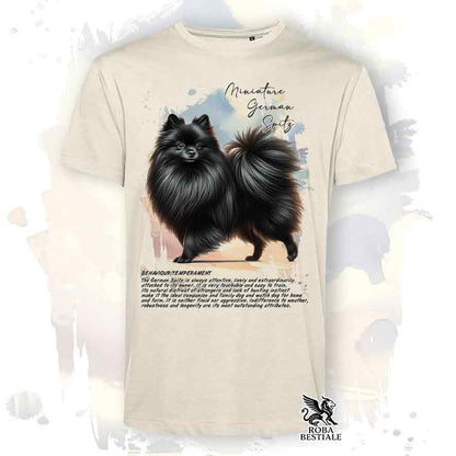 T-shirt stampata con Spitz Tedesco Piccolo nero, colore beige con grafica Behavior