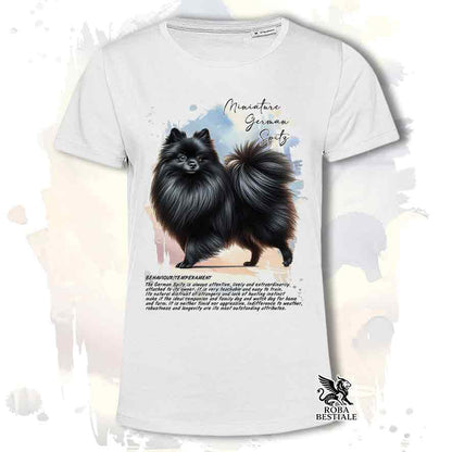 T-shirt stampata con Spitz Tedesco Piccolo nero, colore bianco con grafica Behavior