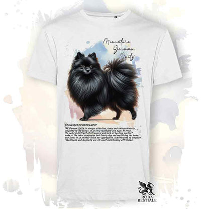 T-shirt stampata con Spitz Tedesco Piccolo nero, colore bianco con grafica Behavior
