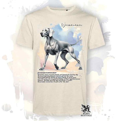 T-shirt stampata con Weimaraner grigio argento, colore beige con grafica Behavior