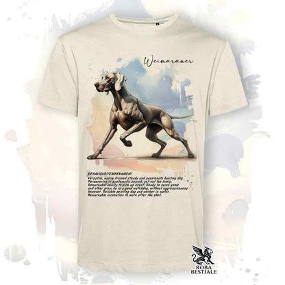 T-shirt stampata con Weimaraner grigio capriolo, colore beige con grafica Behavior