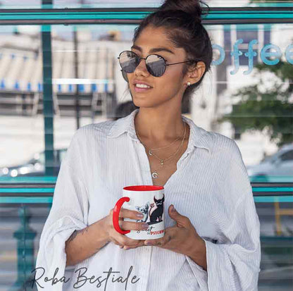 Tazza SWEET&PSYCHO - CHIHUAHUA a Pelo Corto - Manico e Interno Colorati - In Ceramica, 330 ml