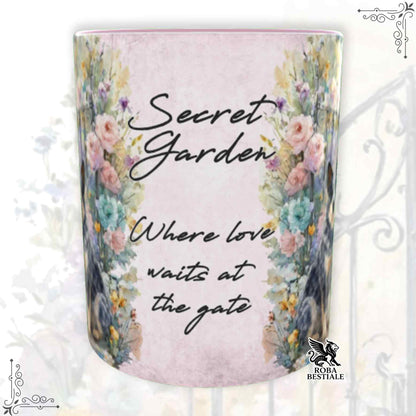 Tazza SECRET GARDEN - AUSTRALIAN SHEPHERD Blue Merle - Dettagli ROSA - 330 ml - in Ceramica