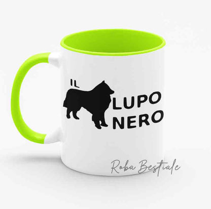 Tazza IL LUPO NERO - 330 ml di capacità - Interno e Manico colorati