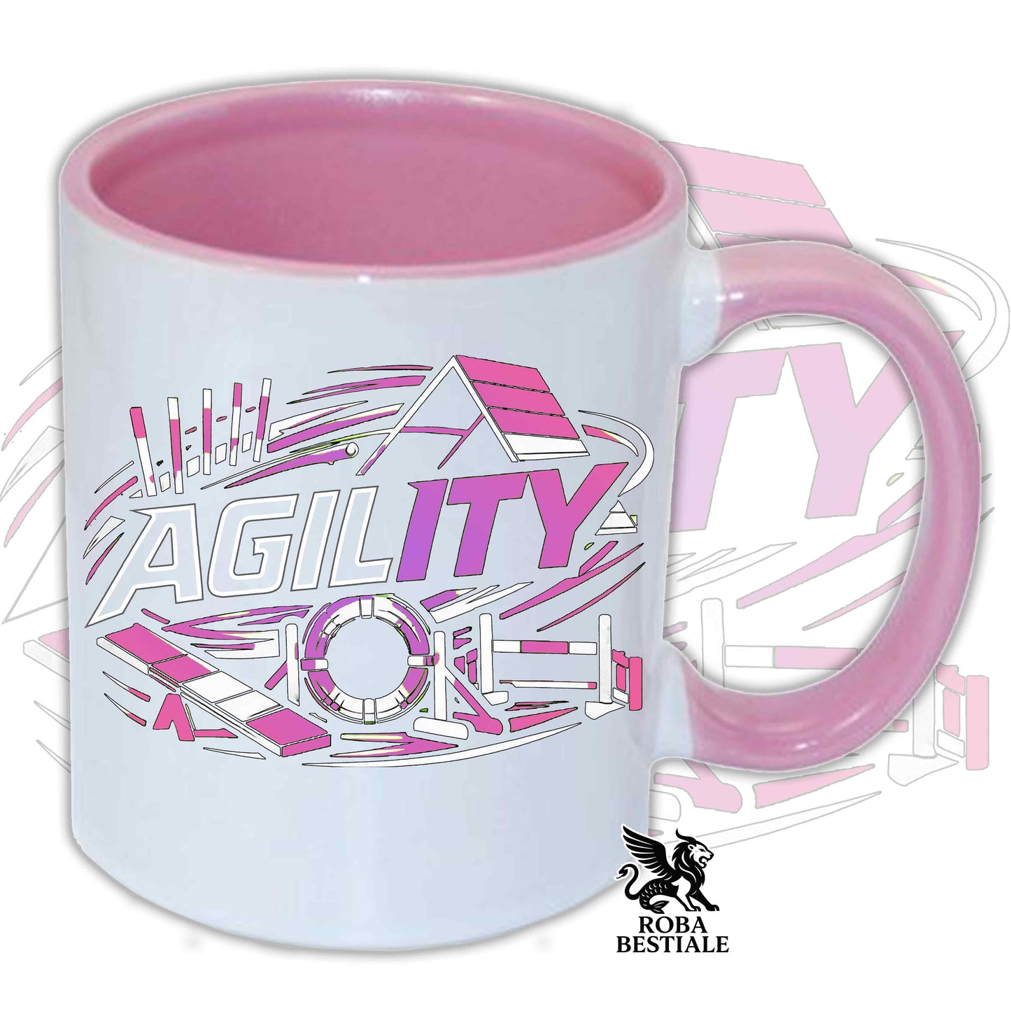 Tazza PURE AGILITY - Stampa ROSA - In Ceramica, colore a scelta - 330 ml