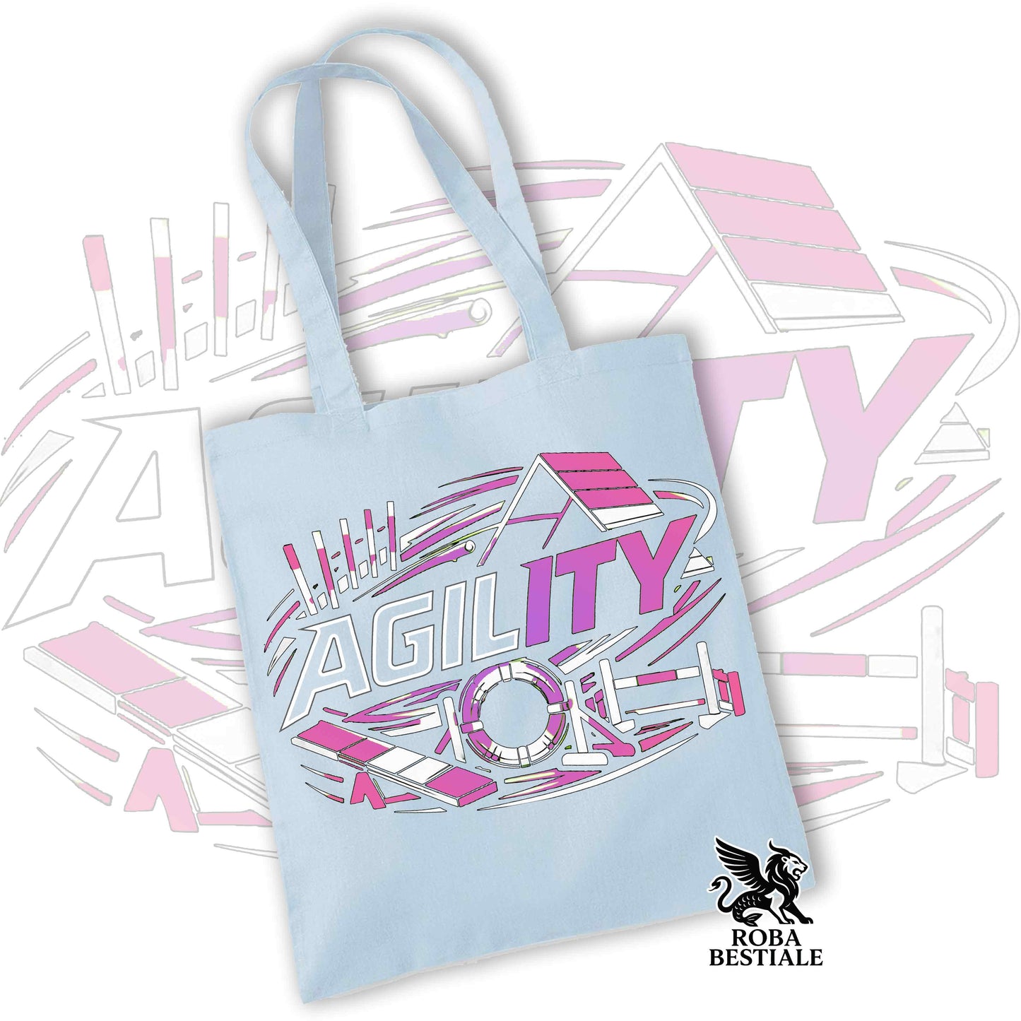 Tote Bag PURE AGILITY - Stampa ROSA - 100% Cotone - In tanti colori