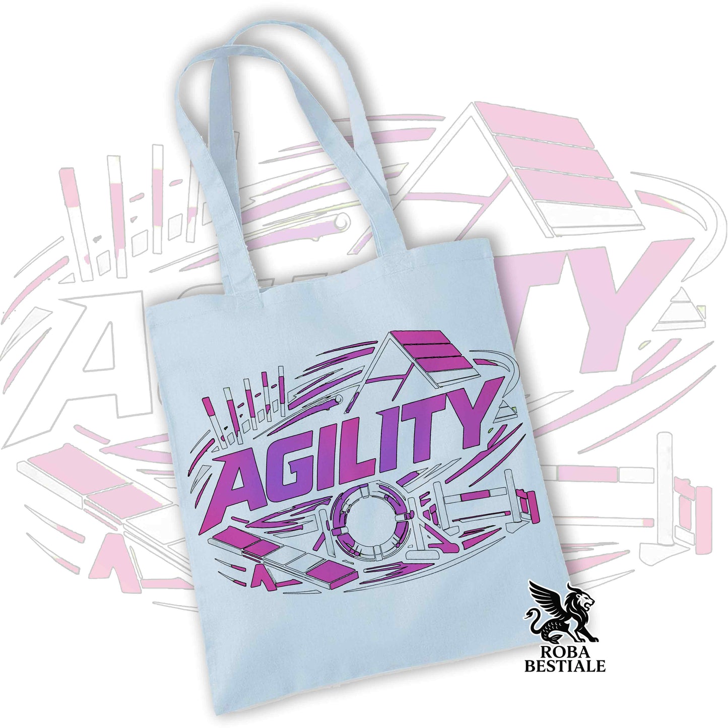 Tote Bag PURE AGILITY - Stampa BLUE - 100% Cotone - In tanti colori