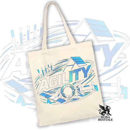 Tote Bag PURE AGILITY - Stampa BLUE - 100% Cotone - In tanti colori
