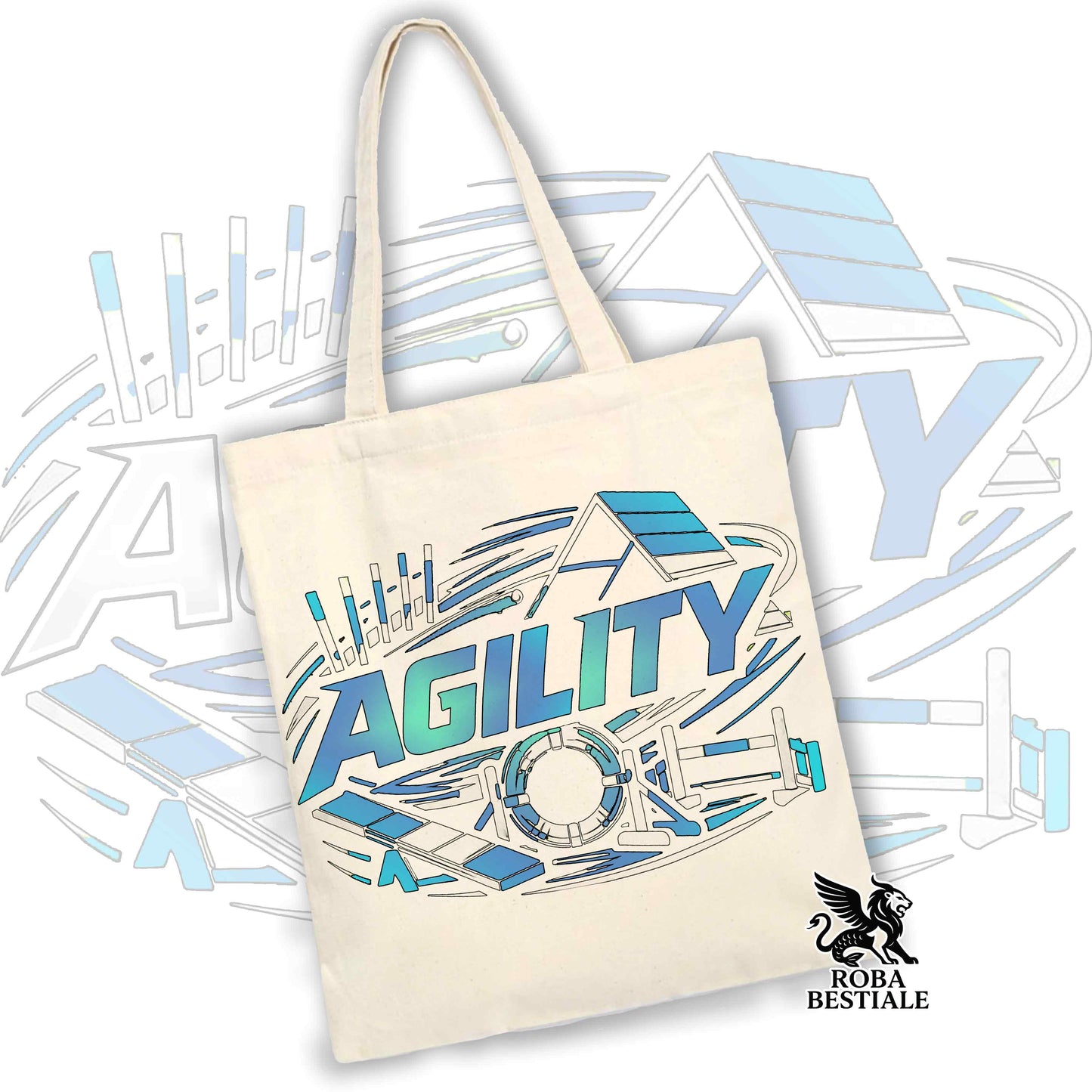 Tote Bag PURE AGILITY - Stampa BLUE - 100% Cotone - In tanti colori