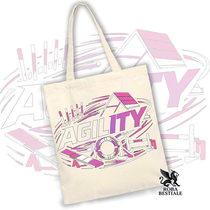 Tote Bag PURE AGILITY - Stampa ROSA - 100% Cotone - In tanti colori