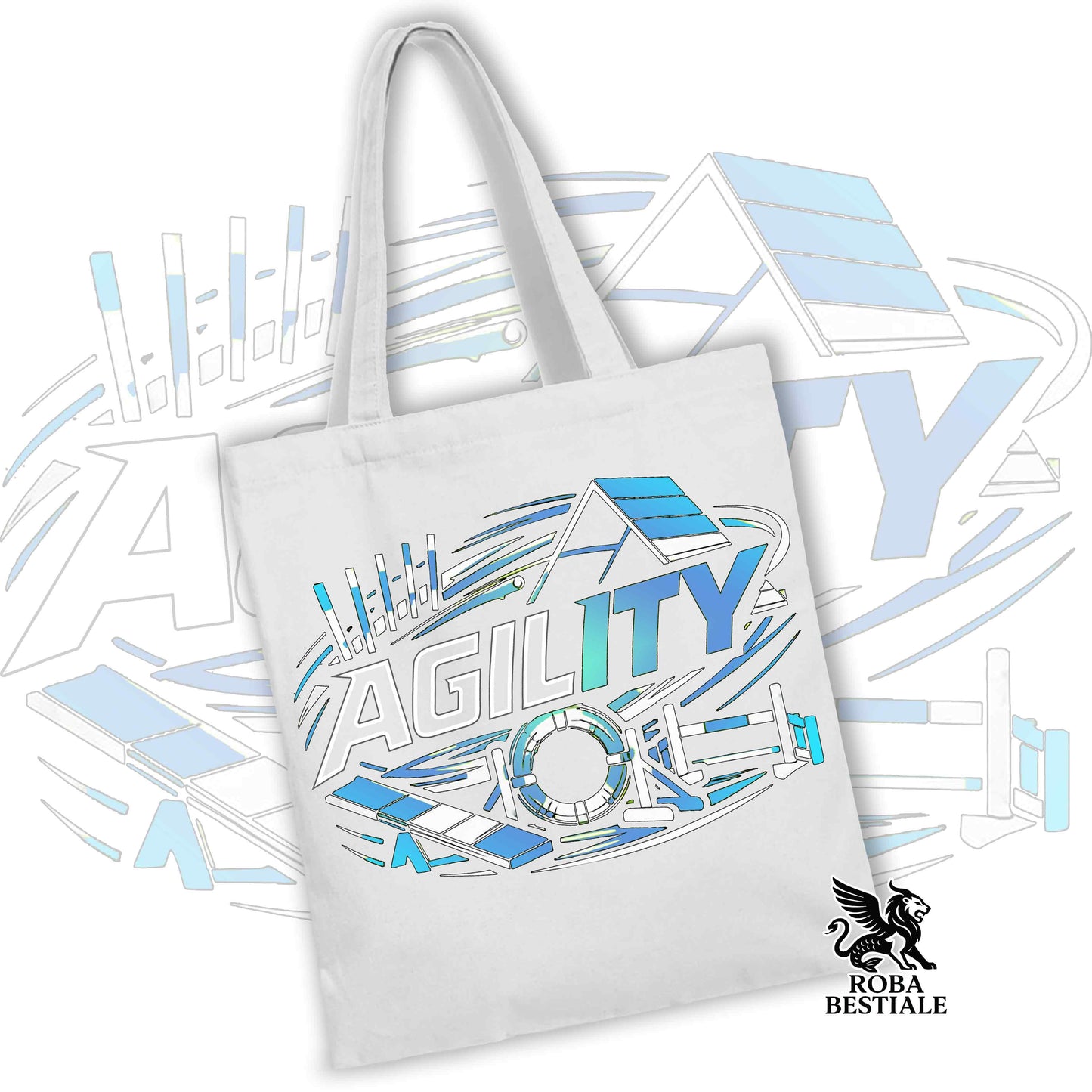 Tote Bag PURE AGILITY - Stampa BLUE - 100% Cotone - In tanti colori