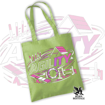 Tote Bag PURE AGILITY - Stampa ROSA - 100% Cotone - In tanti colori