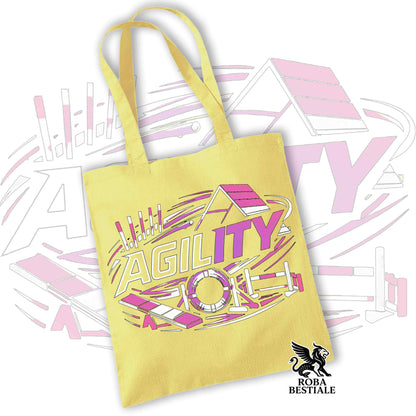 Tote Bag PURE AGILITY - Stampa ROSA - 100% Cotone - In tanti colori