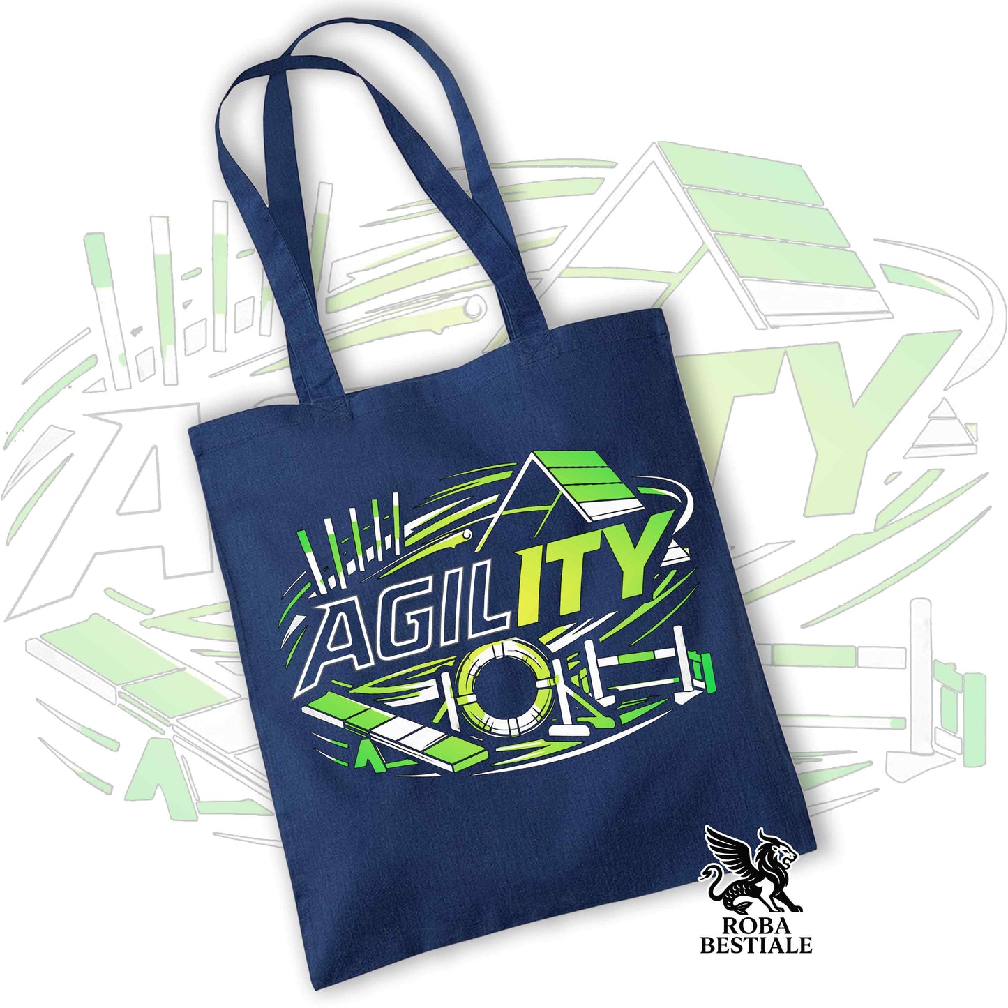 Tote Bag PURE AGILITY - Stampa VERDE - 100% Cotone - In tanti colori