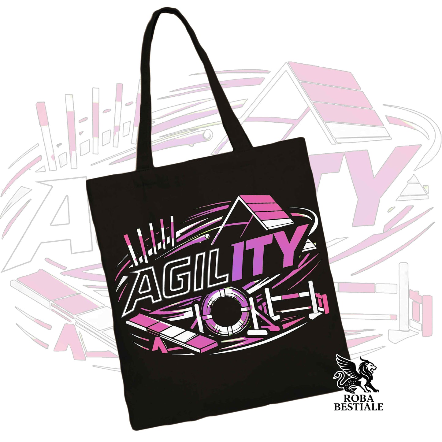 Tote Bag PURE AGILITY - Stampa ROSA - 100% Cotone - In tanti colori