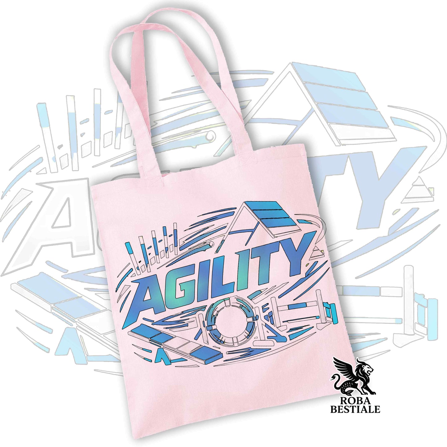 Tote Bag PURE AGILITY - Stampa BLUE - 100% Cotone - In tanti colori