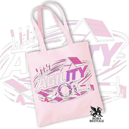 Tote Bag PURE AGILITY - Stampa ROSA - 100% Cotone - In tanti colori