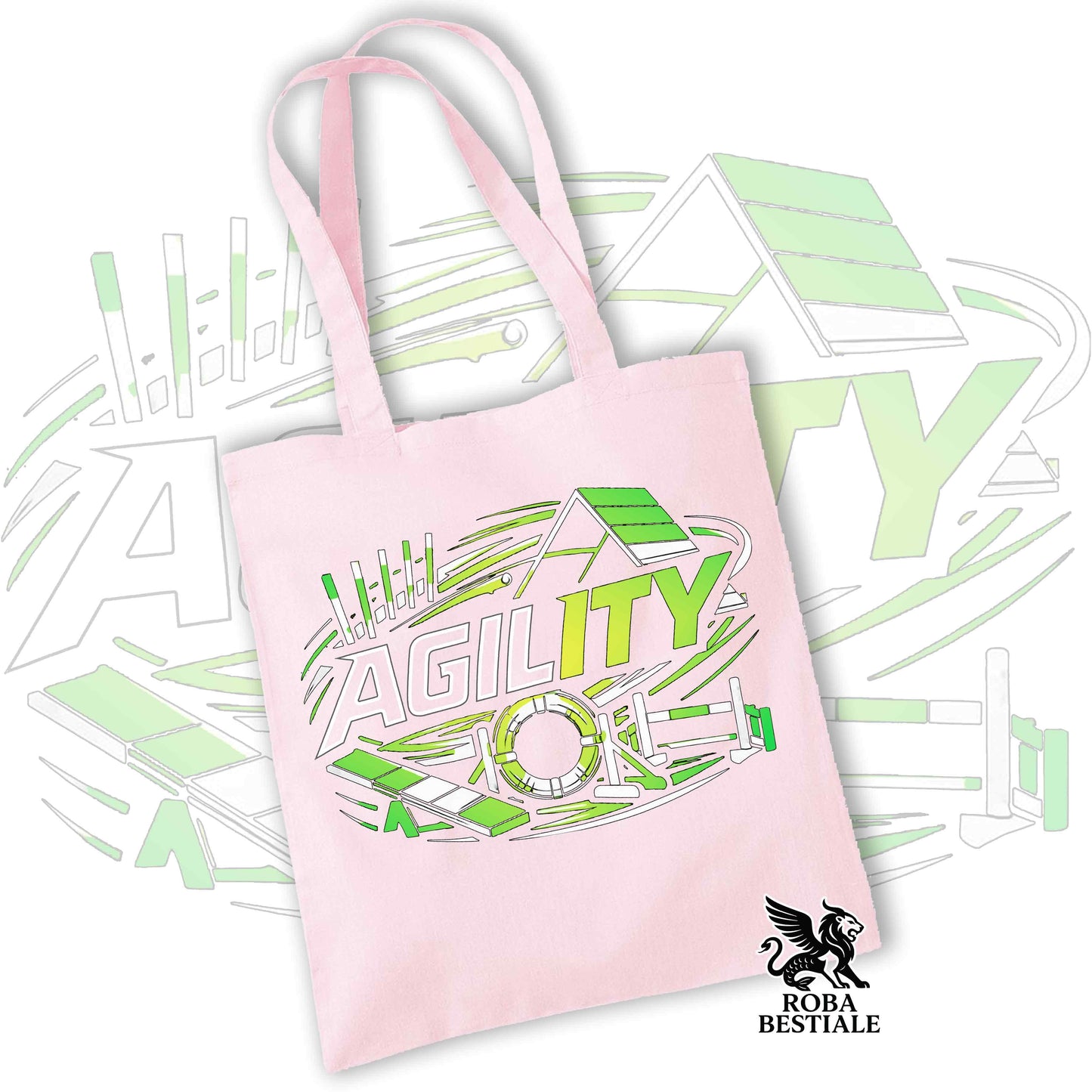 Tote Bag PURE AGILITY - Stampa VERDE - 100% Cotone - In tanti colori