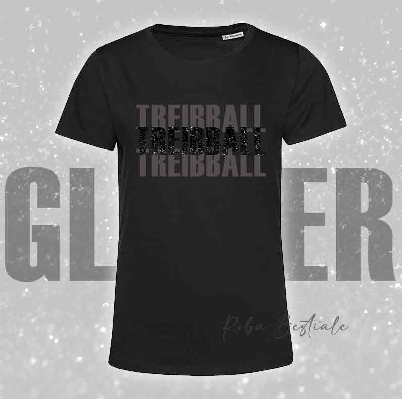T-Shirt SOLO SCRITTE - TREIBBALL - Nera, scritta in Vinile GLITTER Ultra Brillante in colore a scelta - Uomo o Donna - dalla XS alla 5XL