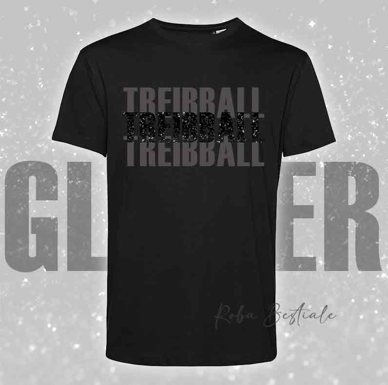 T-Shirt SOLO SCRITTE - TREIBBALL - Nera, scritta in Vinile GLITTER Ultra Brillante in colore a scelta - Uomo o Donna - dalla XS alla 5XL