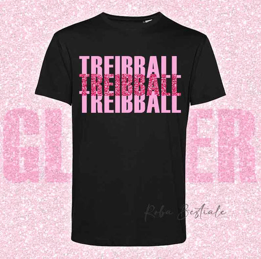 T-Shirt SOLO SCRITTE - TREIBBALL - Nera, scritta in Vinile GLITTER Ultra Brillante in colore a scelta - Uomo o Donna - dalla XS alla 5XL