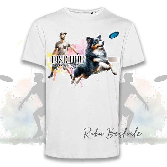 T-Shirt DISC DOG LifeStyle - AUSTRALIAN SHEPHERD Black Tricolor - Design "GIRL" o "BOY"