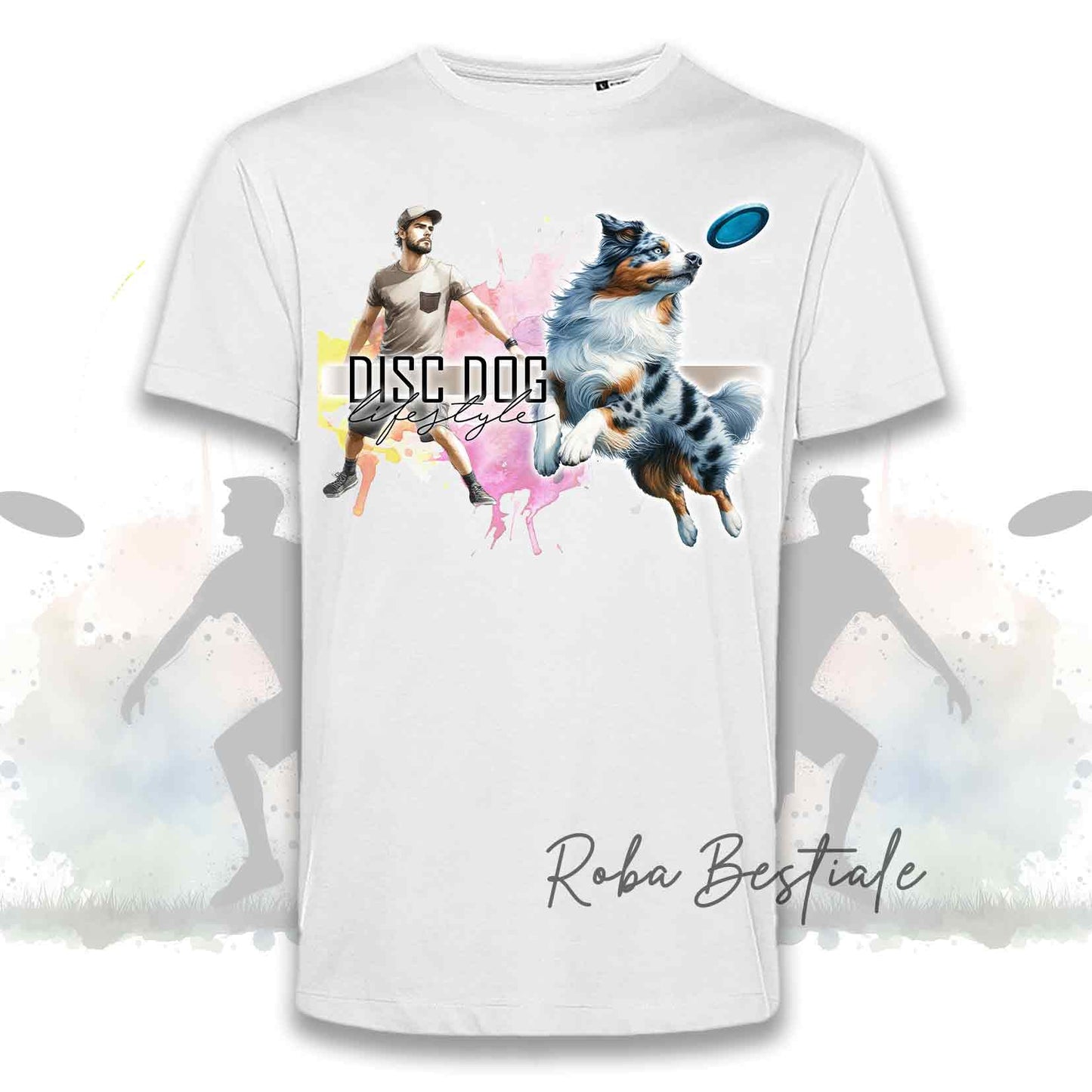 T-Shirt DISC DOG LifeStyle - AUSTRALIAN SHEPHERD Blue Merle - Design "GIRL" o "BOY"
