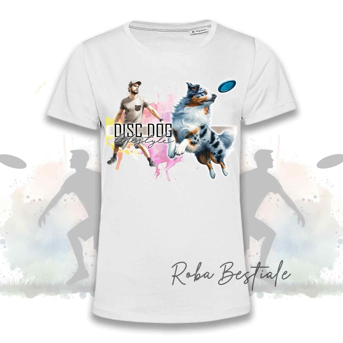 T-Shirt DISC DOG LifeStyle - AUSTRALIAN SHEPHERD Blue Merle - Design "GIRL" o "BOY"